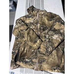 Realtree Camo Hooded Hunting Jacket Brown Green Heavyweight Full Zip FAIR
